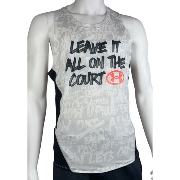 Under Armour Compression Tank Mens XL White HeatGear Leave it All On The Court - Picture 1 of 6